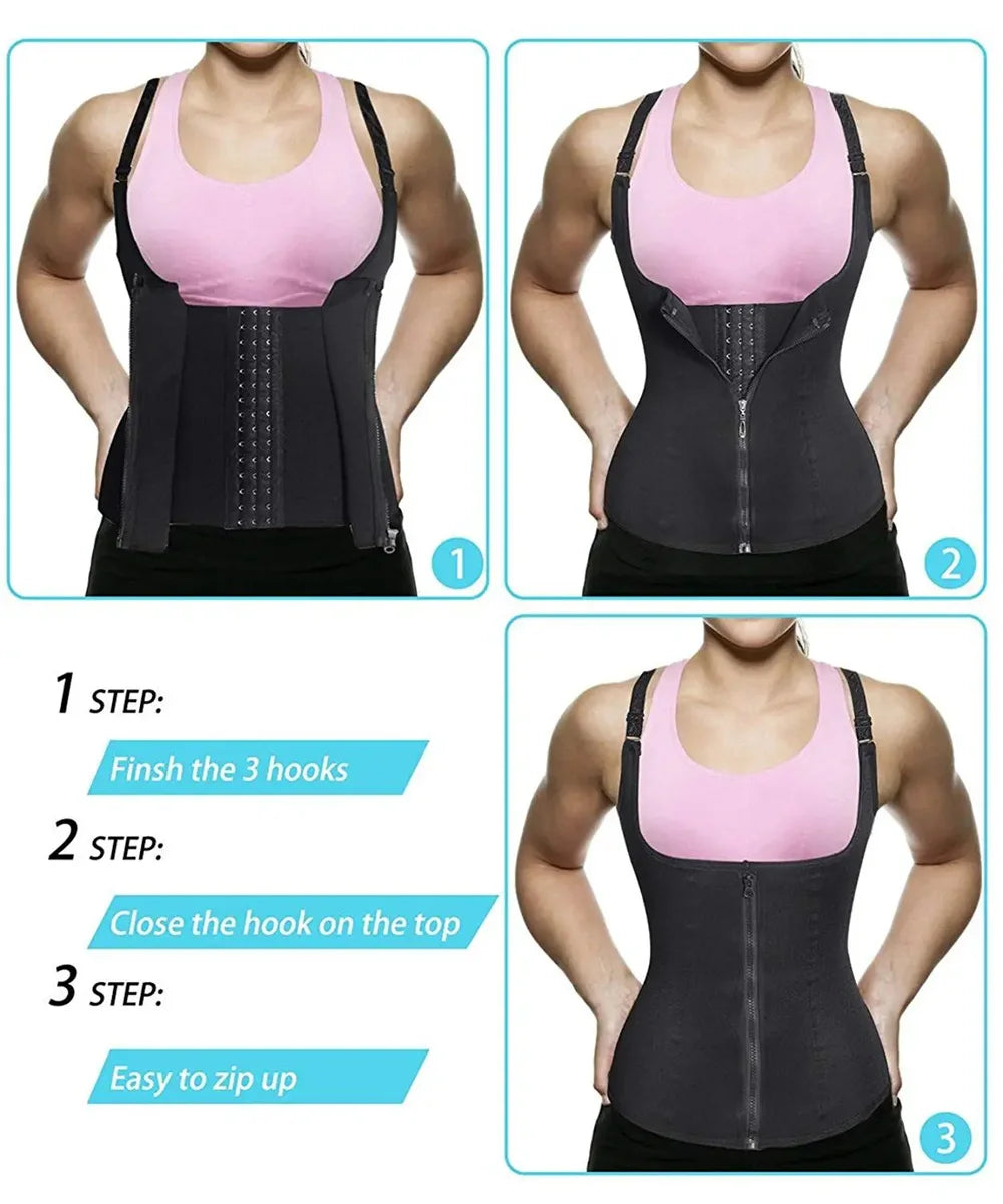 Top Modelador Feminino com Ziper — Regata Fitness com Compressão de Cintura