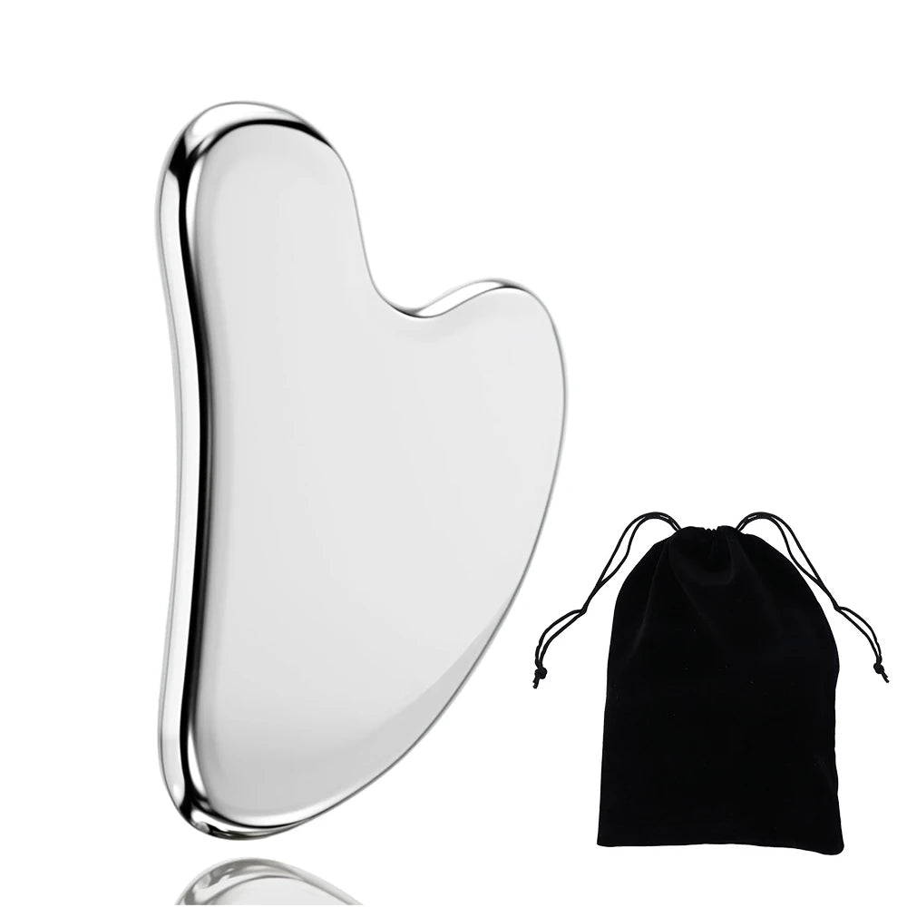 Gua Sha em Aço Inoxidável para Massagem Facial | Lifting, Contorno e Skincare