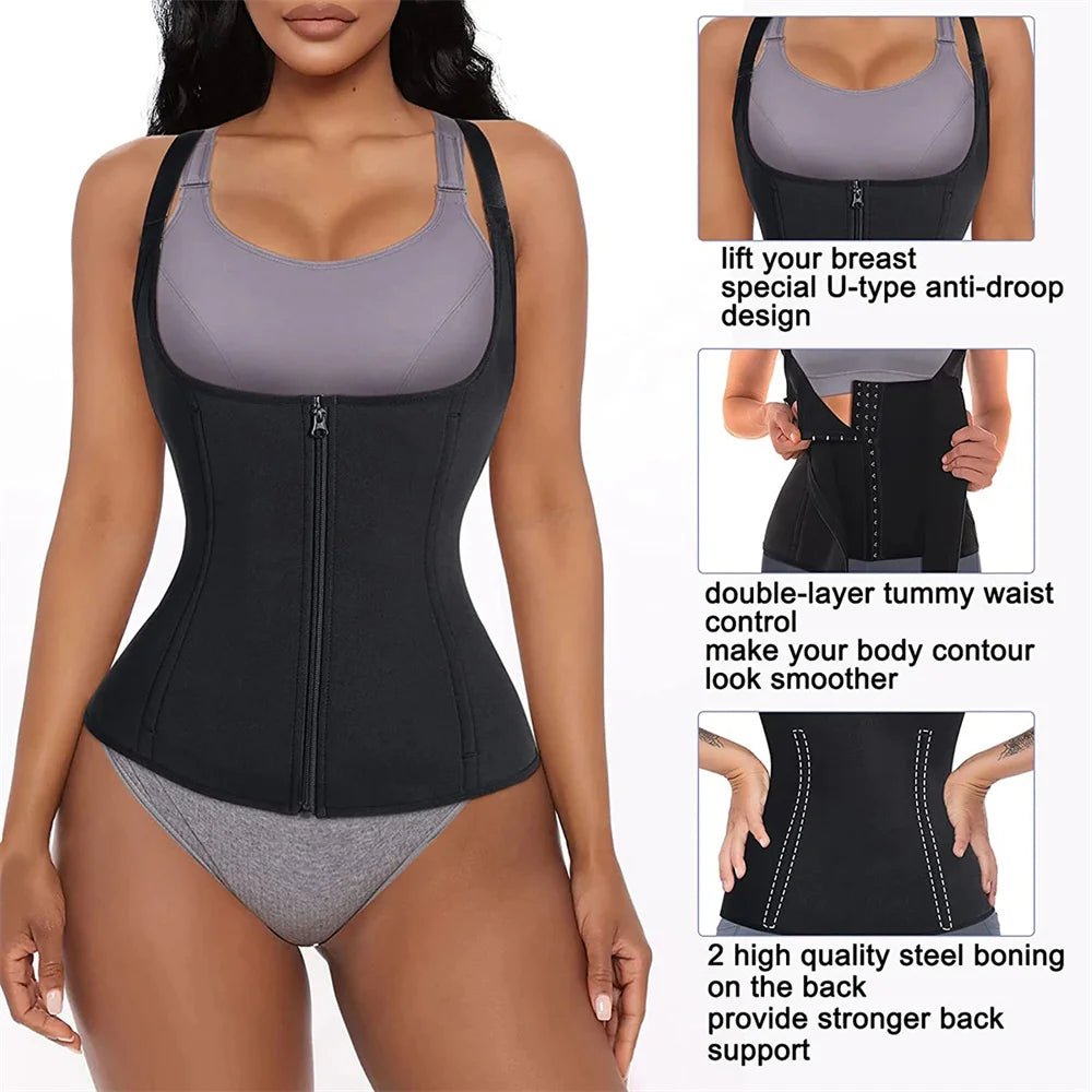 Top Modelador Feminino com Ziper — Regata Fitness com Compressão de Cintura