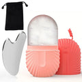 Kit de Rolo Facial de Gelo Reutilizável + Gua Sha em Aço Inoxidável para Cuidados com a Pele, Massagem Facial, Lifting e Contorno Facial.