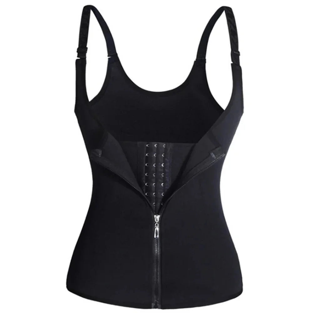 Top Modelador Feminino com Ziper — Regata Fitness com Compressão de Cintura